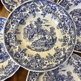 Set of 7 blue Lunéville & KG plates