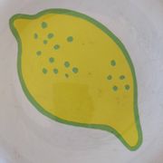 4 vintage Italian lemon and orange pop pattern plates