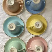 Tasses Moulin des loups  couleur pastel années 60
