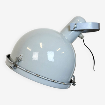 Industrial Grey Enamel Wall Lamp with Glass Cover, 1960s