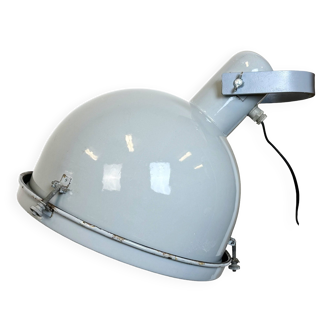 Industrial Grey Enamel Wall Lamp with Glass Cover, 1960s