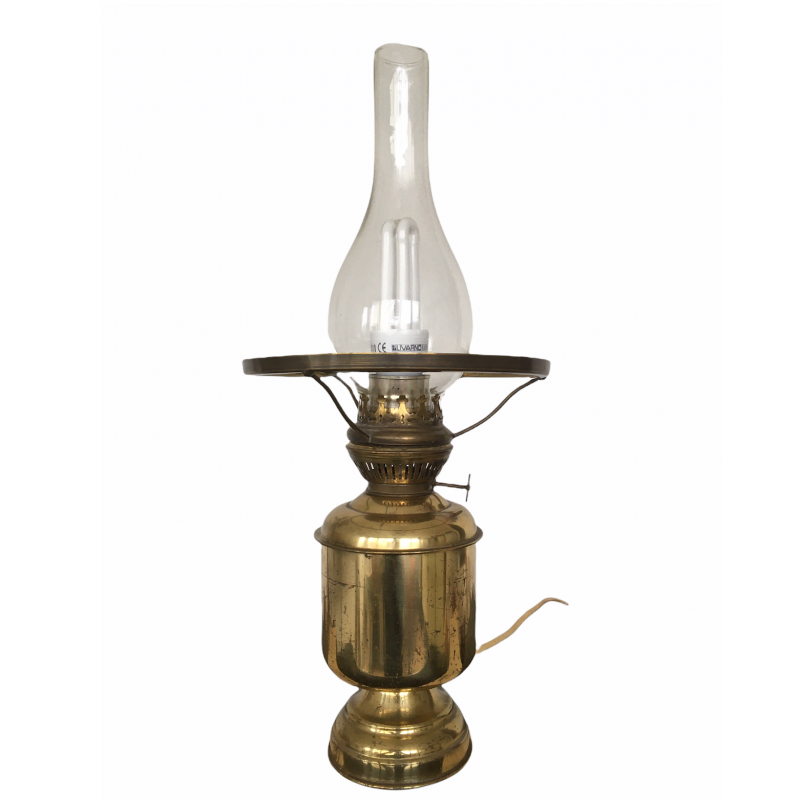 Green opaline kerosene lamp
