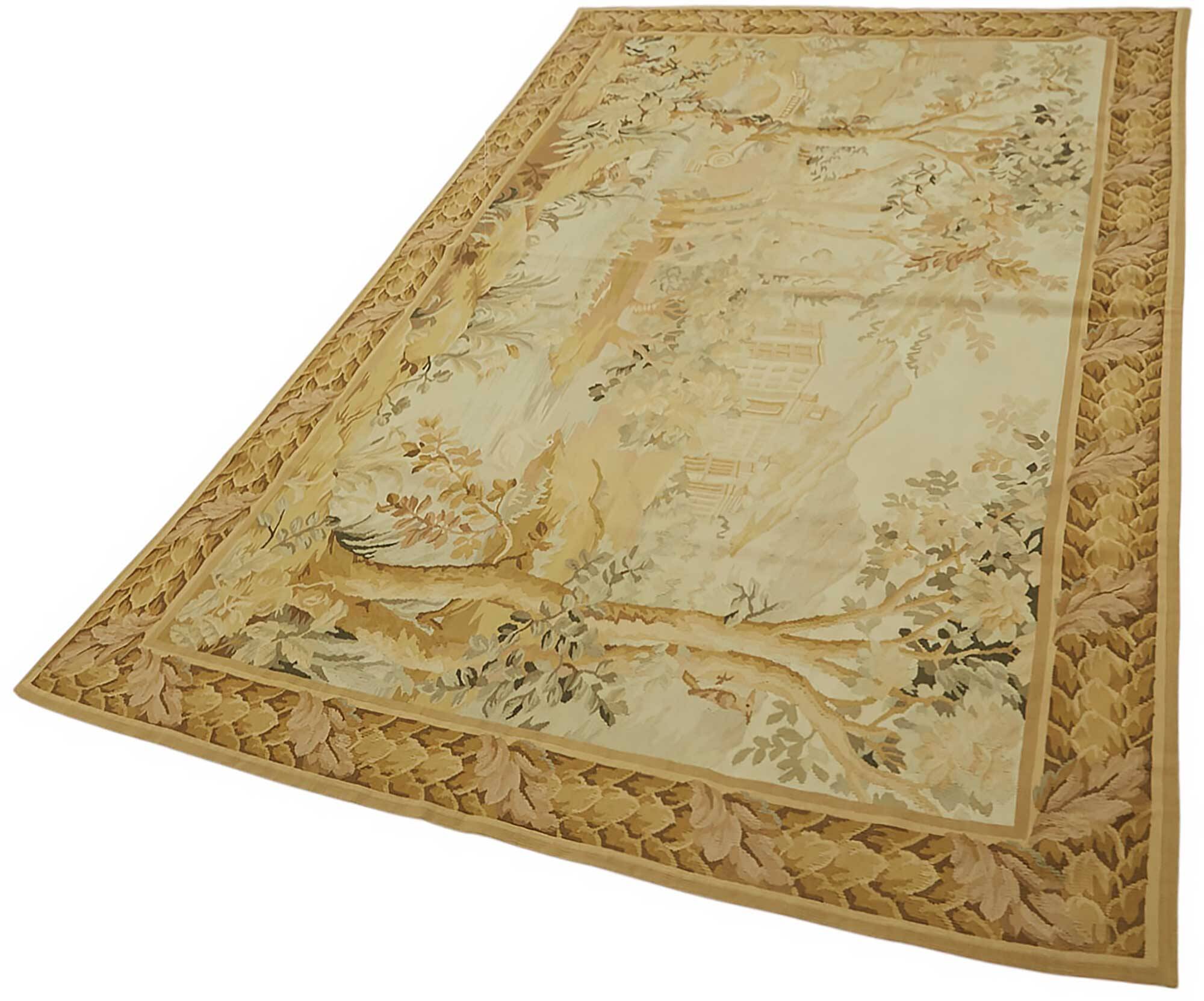 Handmade European Vintage Aubusson Kilim 153 cm x 242 cm