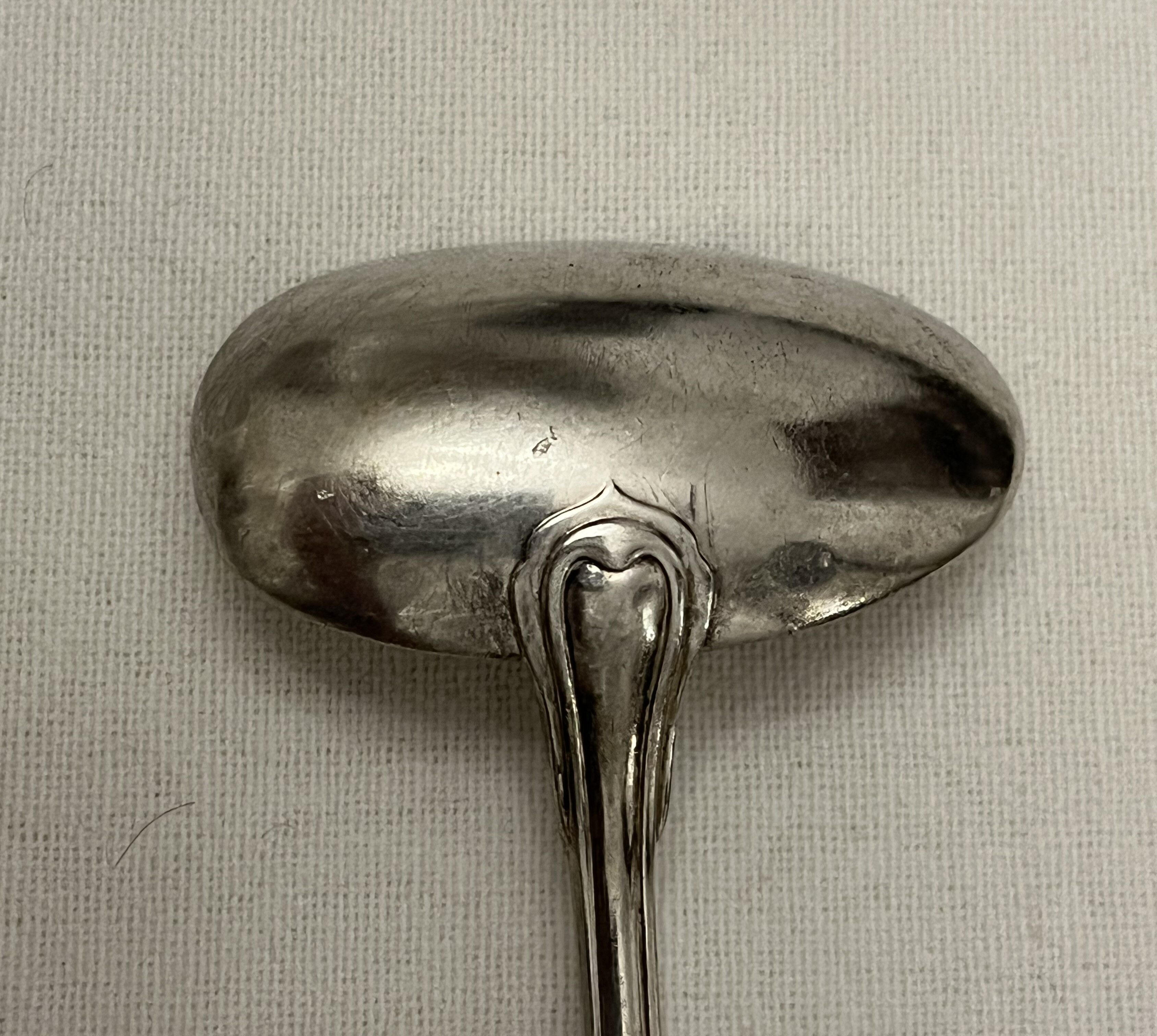 Silver metal sauce spoon