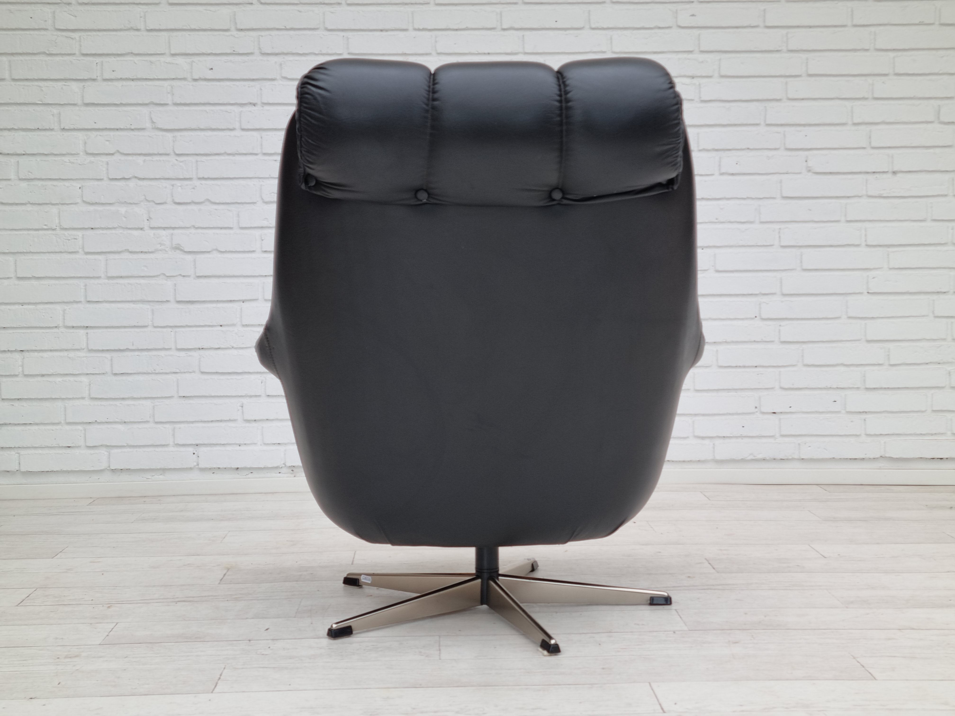 Fauteuil en cuir pivotant danois vintage