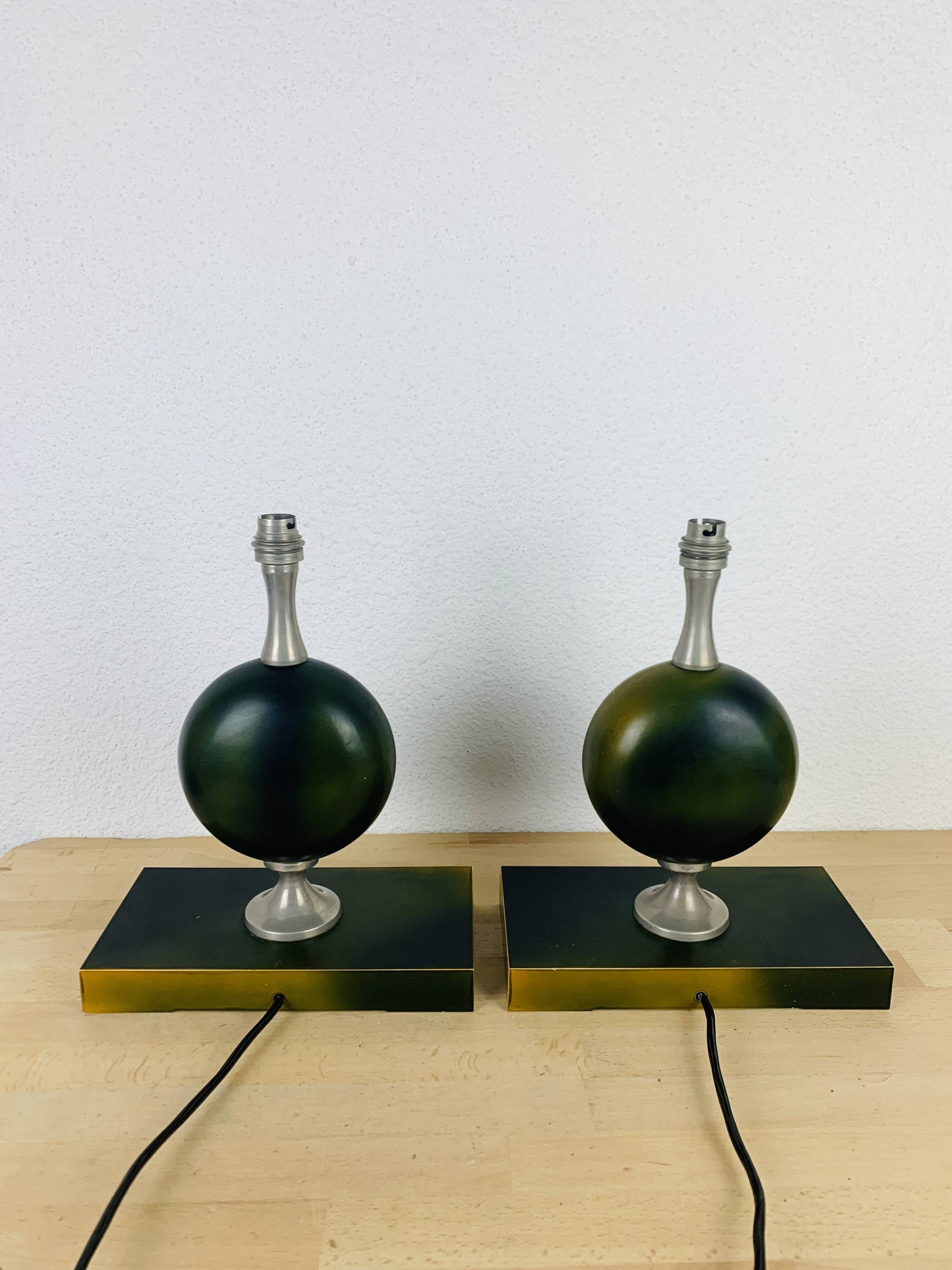 Paire de lampes Philippe Barbier années 70, vert