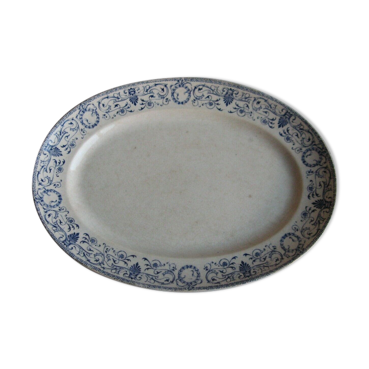 Oval plate service earthenware Creil Montereau décor Marie Louise