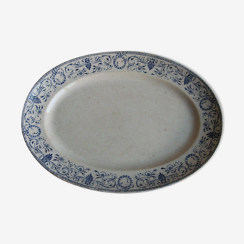 Oval plate service earthenware Creil Montereau décor Marie Louise