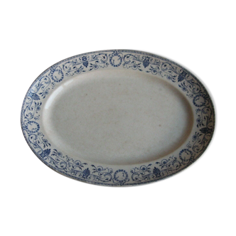 Oval plate service earthenware Creil Montereau décor Marie Louise