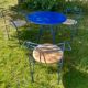 Salon de jardin par "Pascal Mourgue", une table et 3 chaises, Année 80