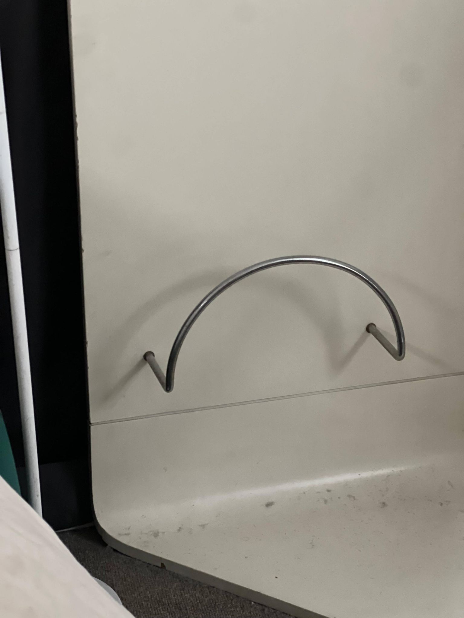 1960s Mid-Century Modern White Wood Corner Coat Hanger with Mirror