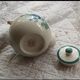 Small vintage ceramic teapot - Floral decoration and rattan handle