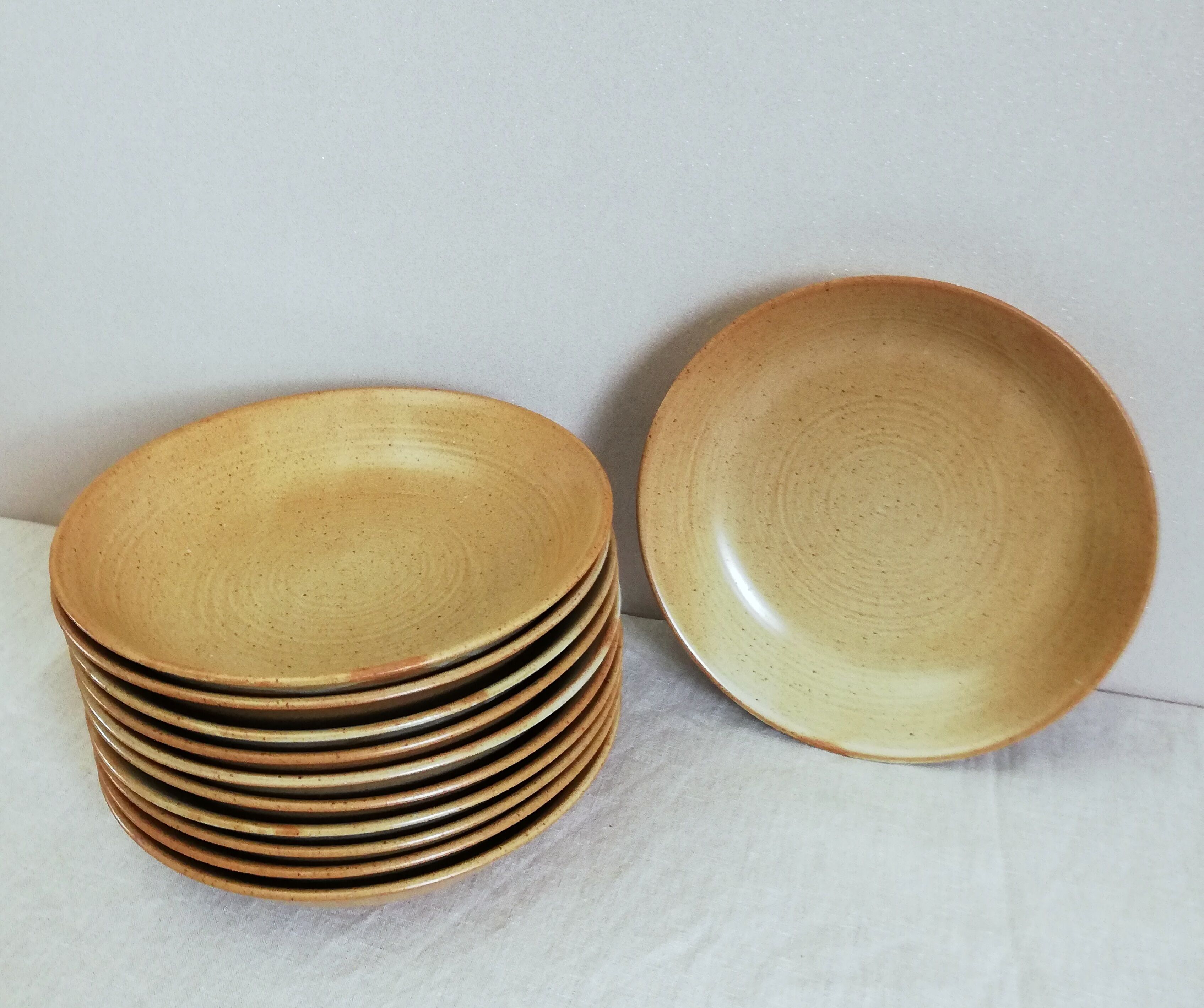 Series of 11 hollow plates Grès Village CNP