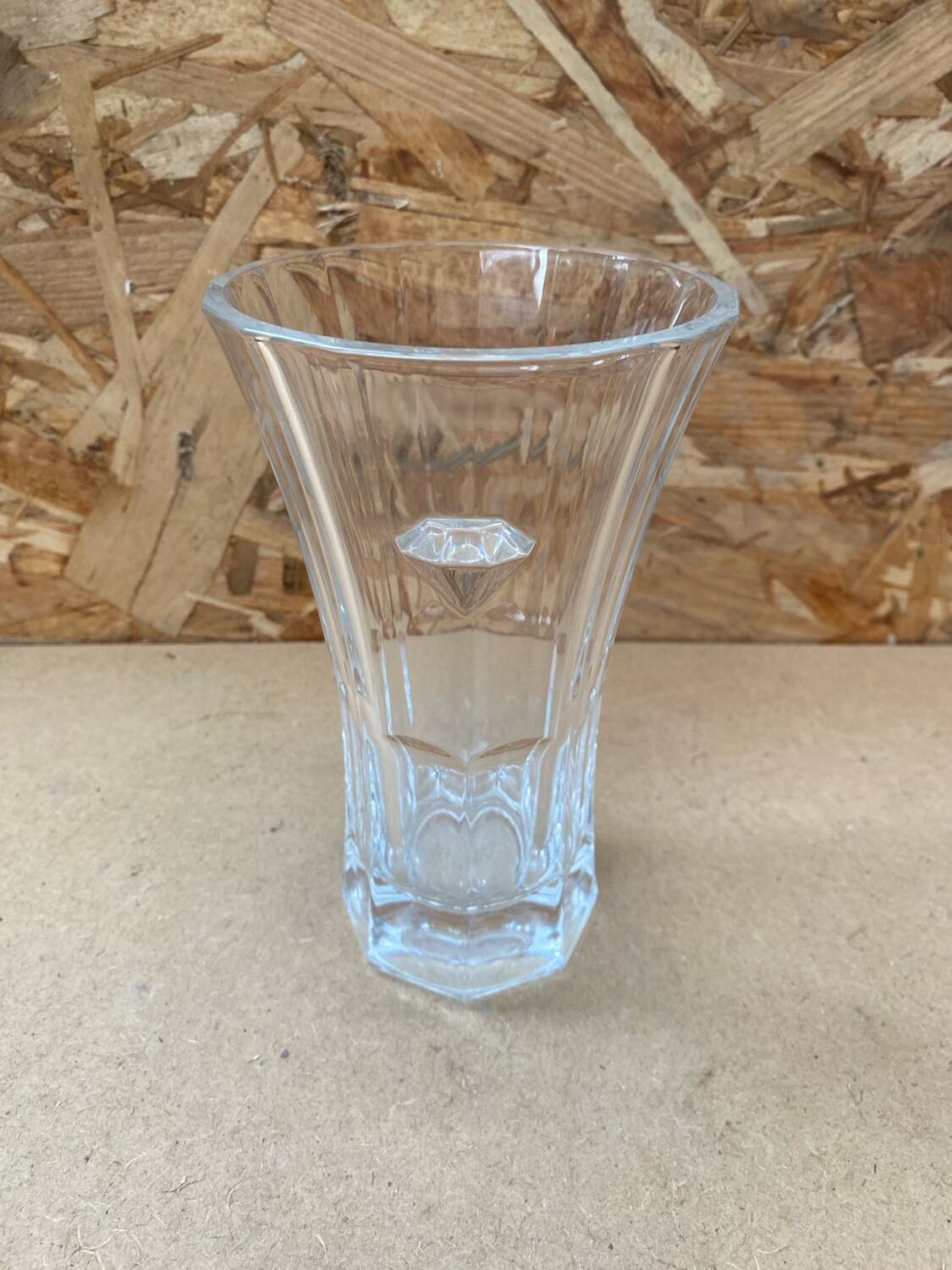 Antique Crystal D'Arques Vase With Diamond Made In France Vintage