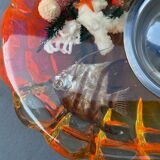 Resin ashtray or altuglas - shell shape, shell inclusion, fish, coral ect