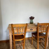 Raw wood farmhouse table