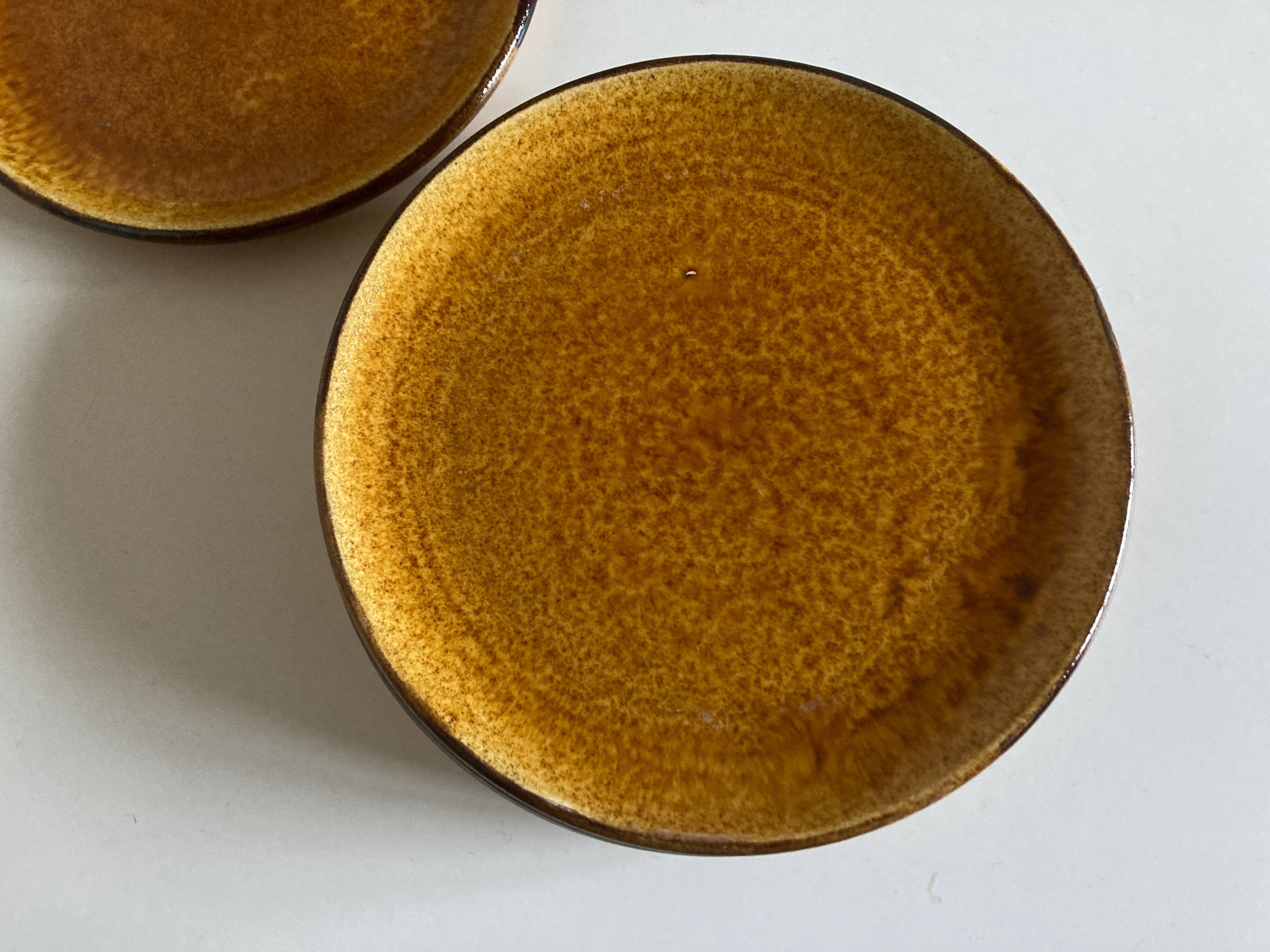 Set of 6 Dieulefit glazed earthenware plates workshop Mourre Milon 1970