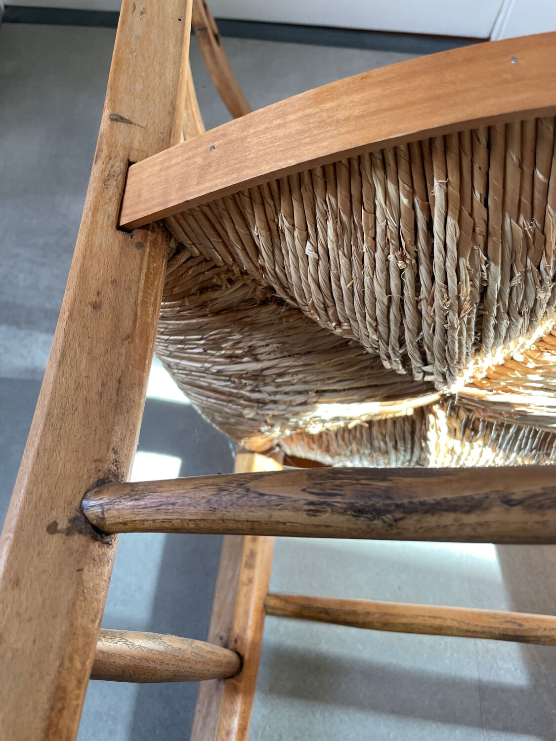 Straw and wood farm chair