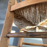 Straw and wood farm chair