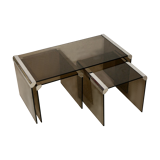 Nesting tables smoked glass by Gallotti & Radice