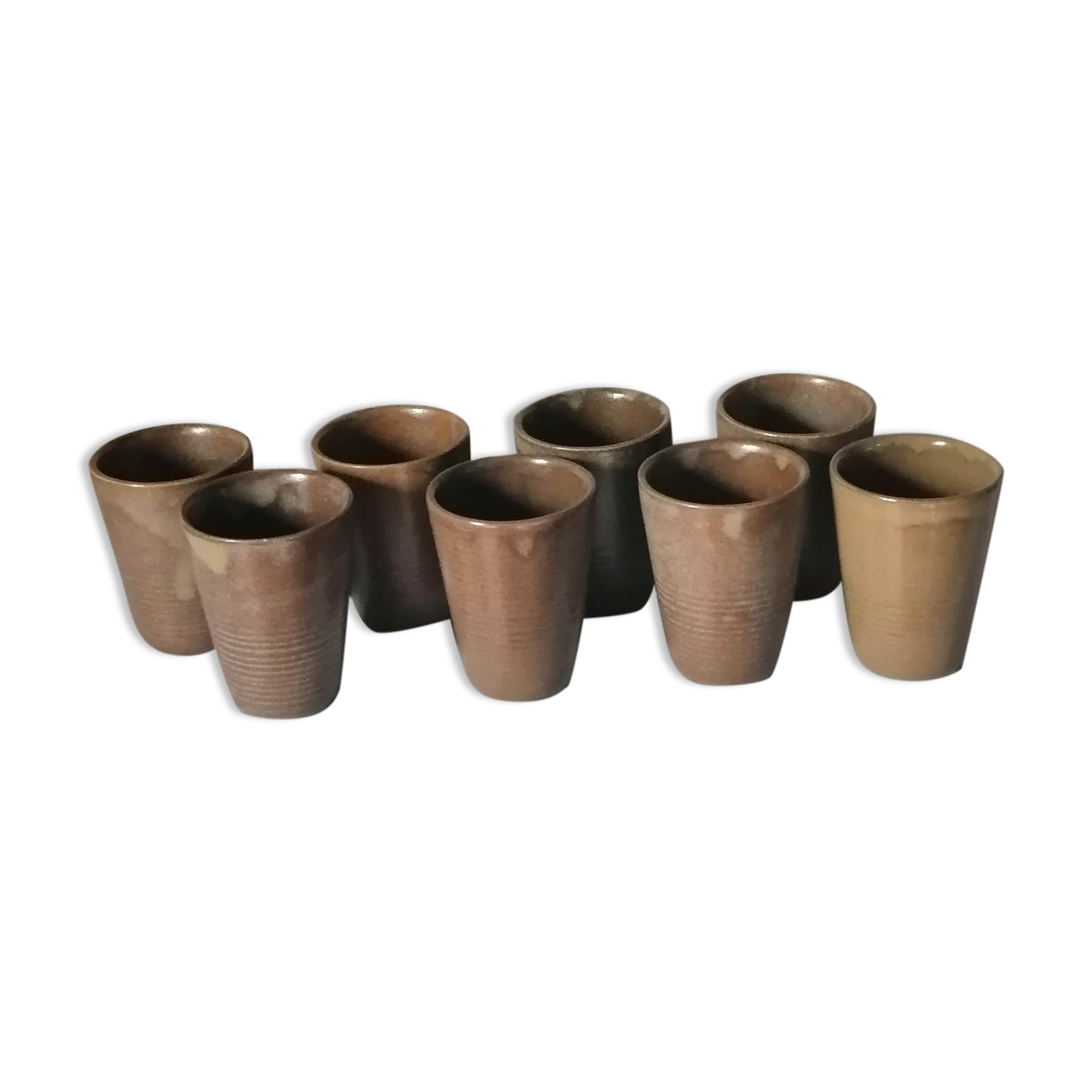 8 enamelled sandstone glasses