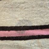 Vintage Berber blanket in neon pink, black and cream striped wool