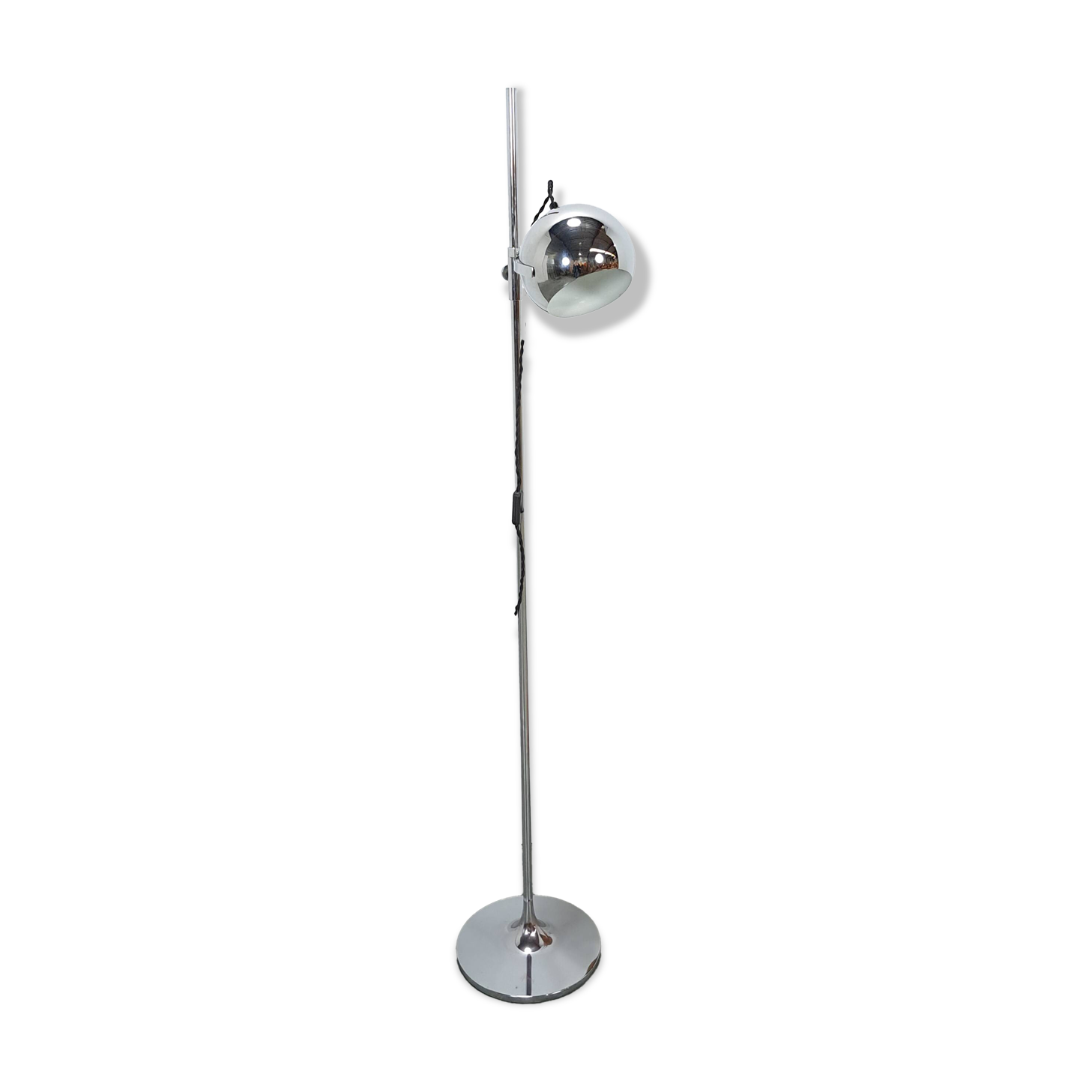 Space age chromen staande bol lamp vloerlamp