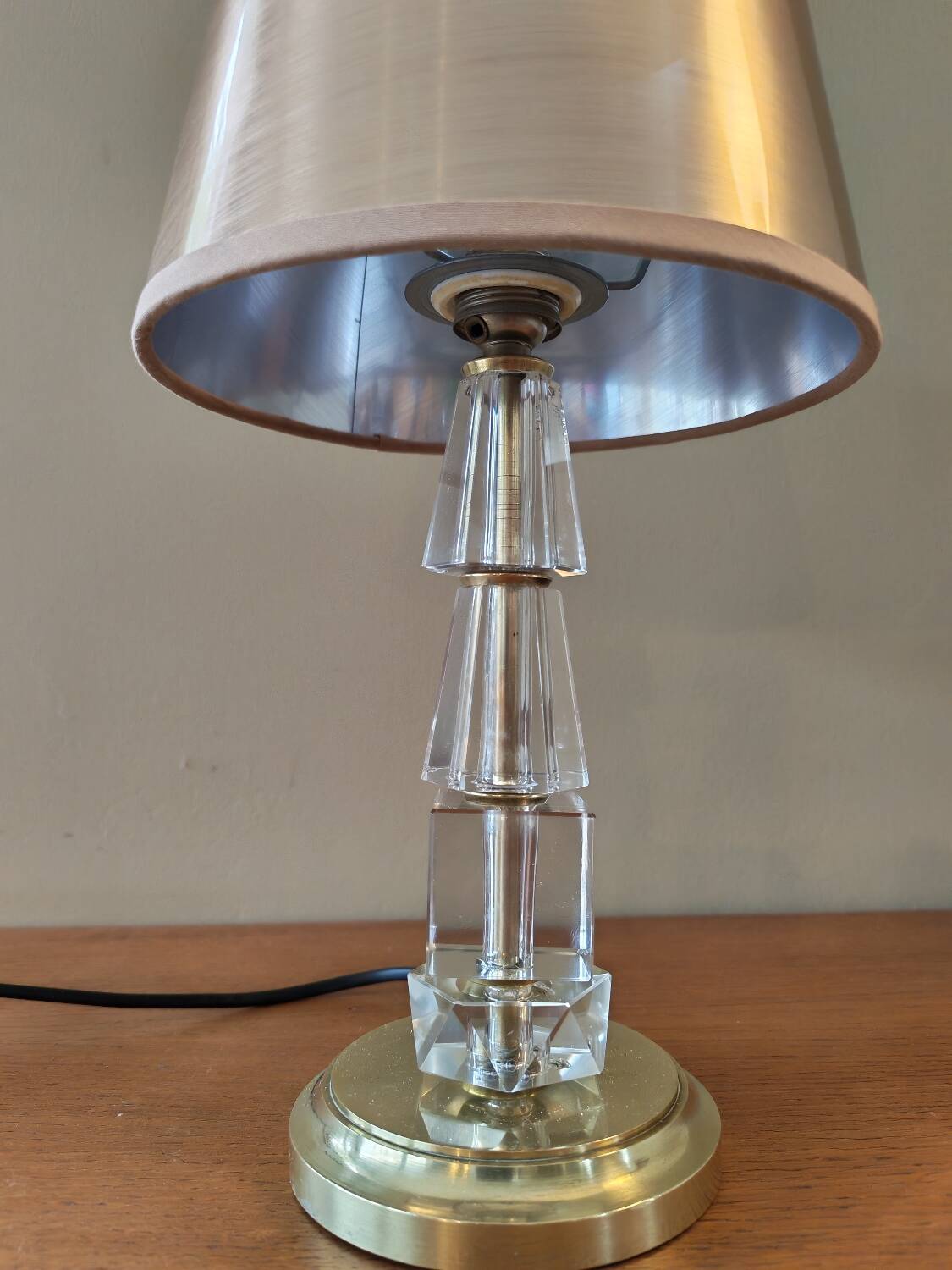 Adnet Art Deco style lamp, glass and brass