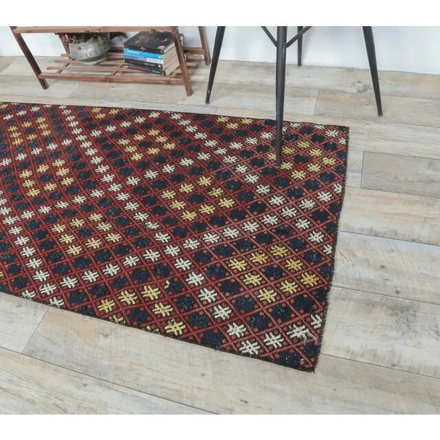 1970s Turkish Handwoven Wool Kilim Runner 81x200