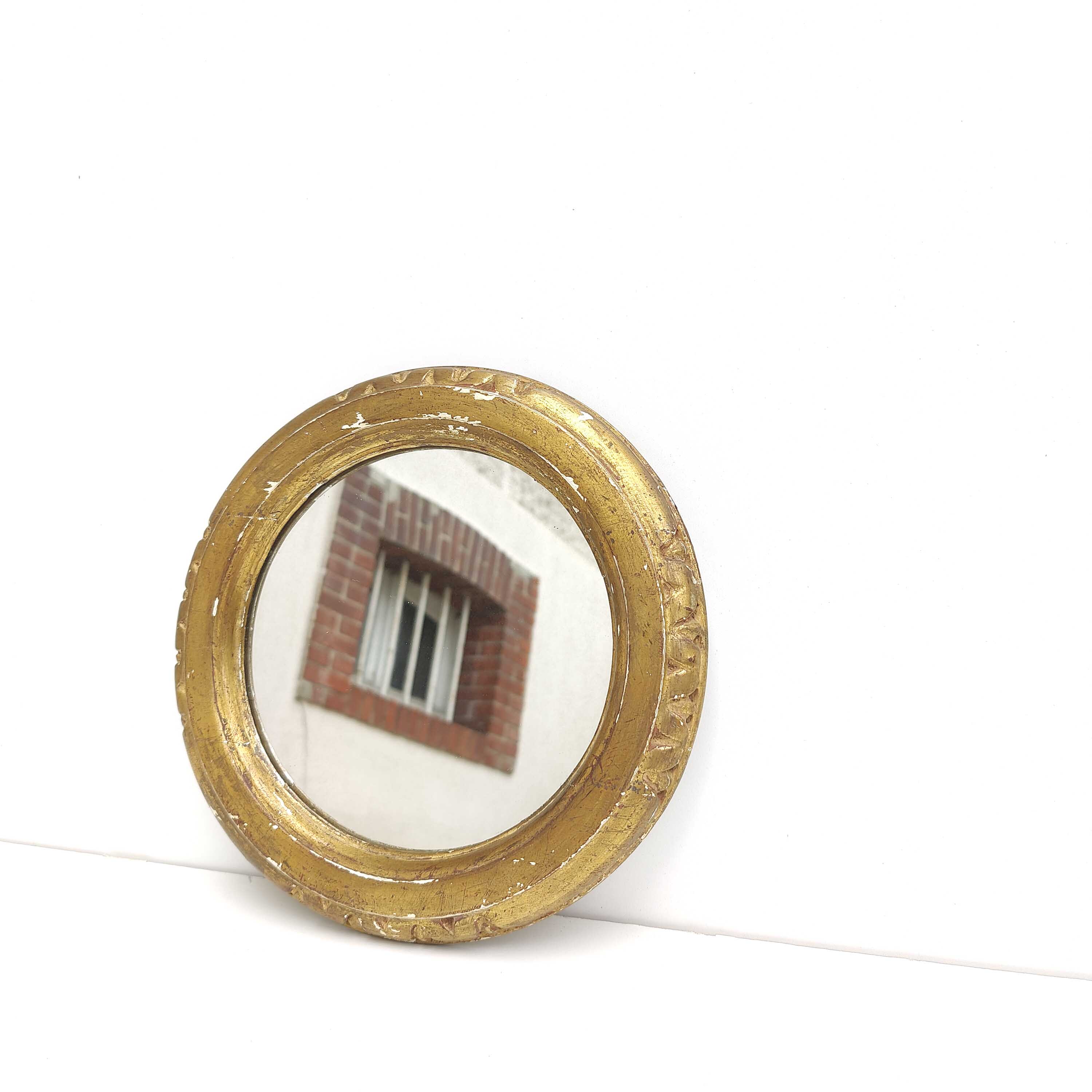 Round mirror gilded wood diameter 24cm