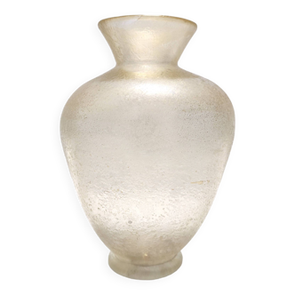 Vase amphore vintage en verre de Murano moucheté doré par Flavio Poli pour Seguso, Italie