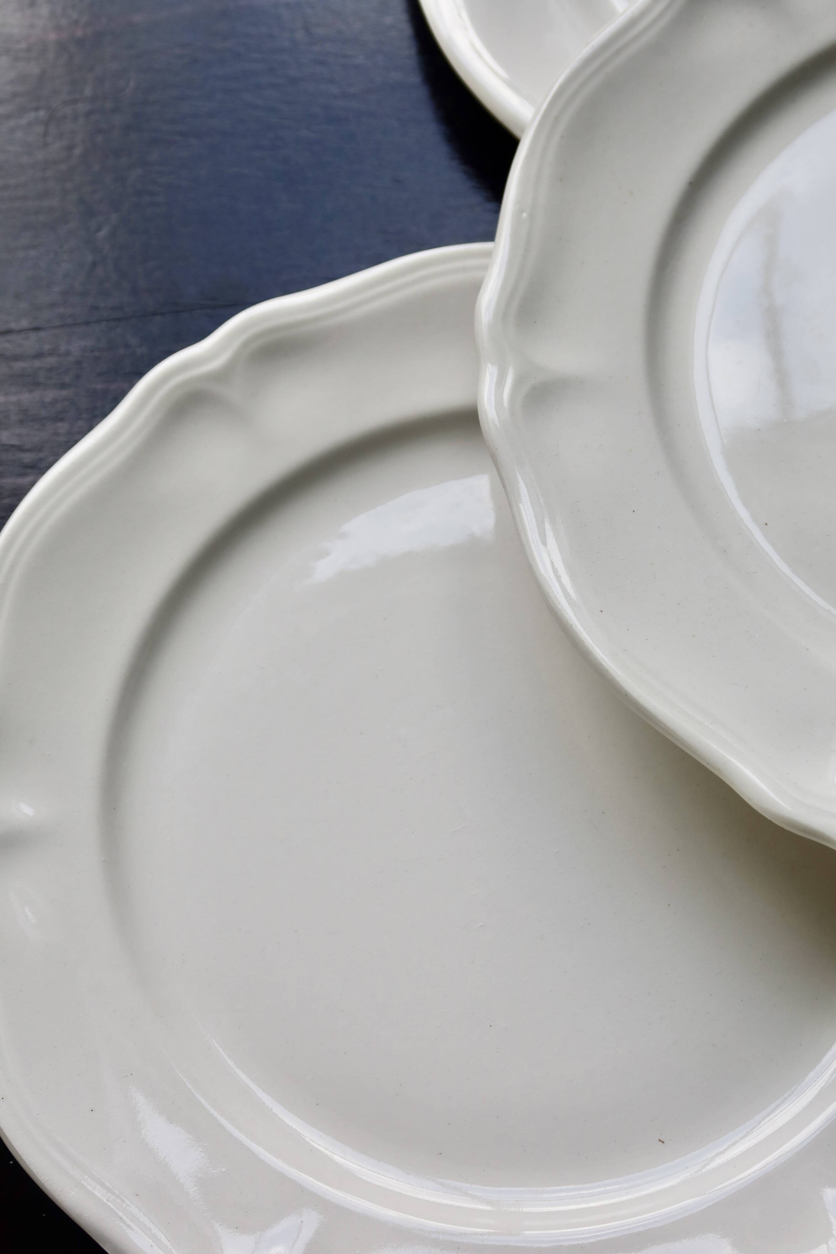 4 vintage dessert plates ivory earthenware Moulin des Loups - Marli song