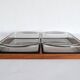 Danish Modern Teak Serving Tray with Glass Bowls by Wiggers, Denmark, 1960s