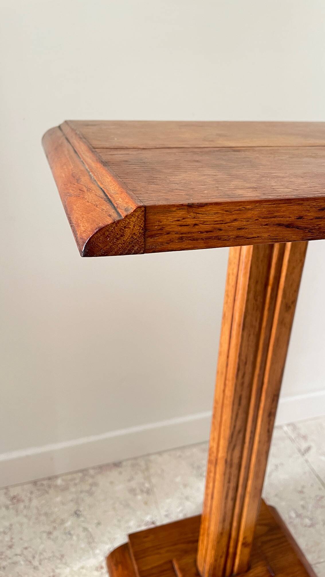 Vintage solid oak saddle plant holder