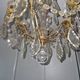 Brass chandelier with glass shaft, crystal tassel plates and daggers - 6 lights