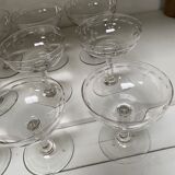Set of 9 engraved champagne glasses