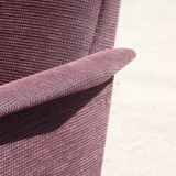 Pair of vintage purple velvet compass foot armchairs 1950s