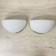Pair of Limburg Glashütte wall lamp sconce opaline glass with golden detail