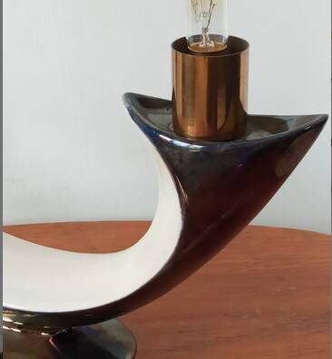 Verceram iridescent ceramic lamp France c.1960