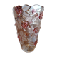 Glass vase molded pink flowers and opaque foliage "Original Waltherglas made in Germany"