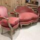 salon complet de style Louis XV – banquette corbeille et paire d