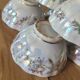6 antique coffee cups in pearlescent porcelain
