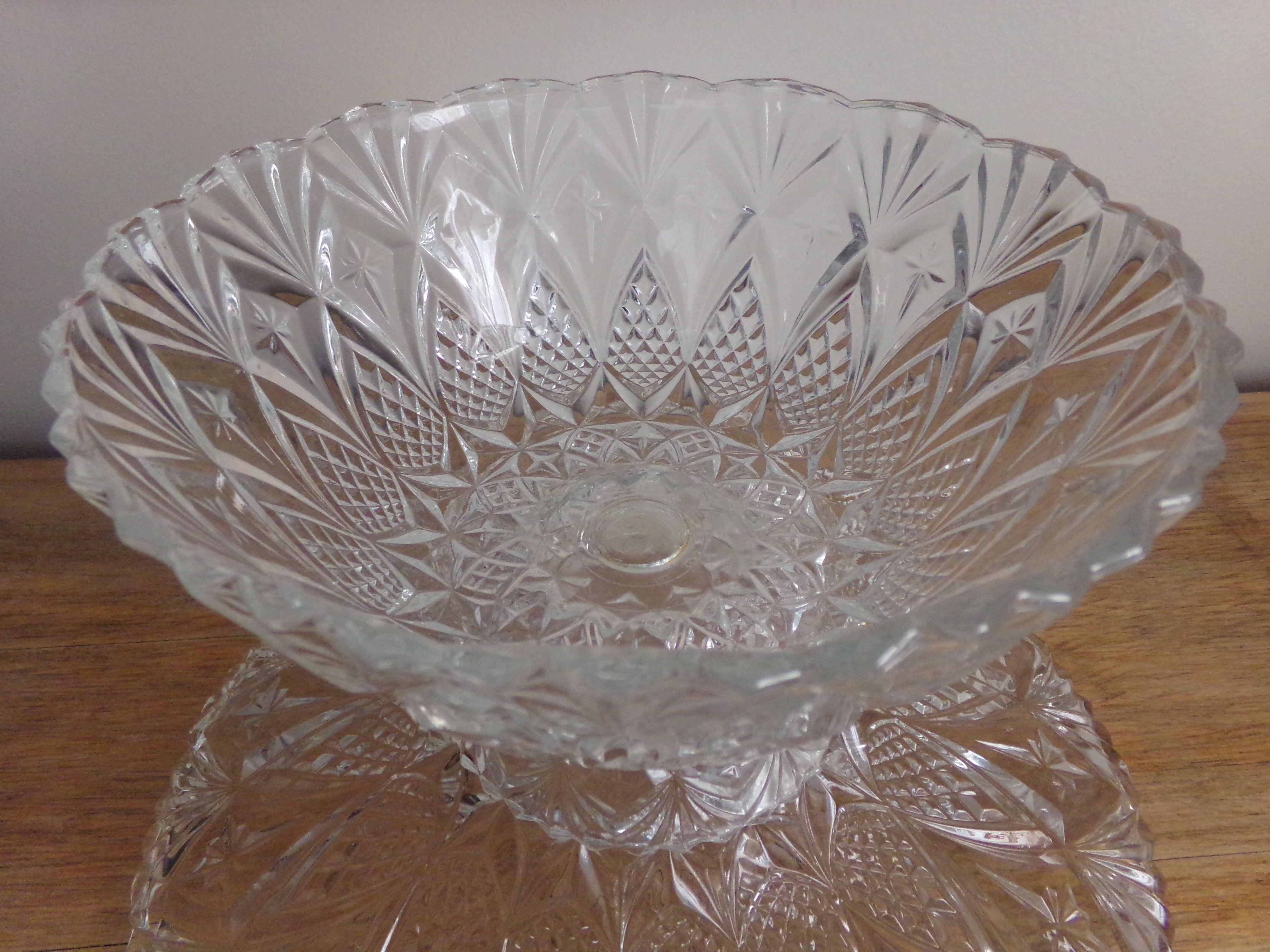 Cut glass dish and fruit cup