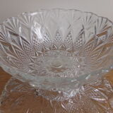 Plat et coupe à fruits en verre ciselé
