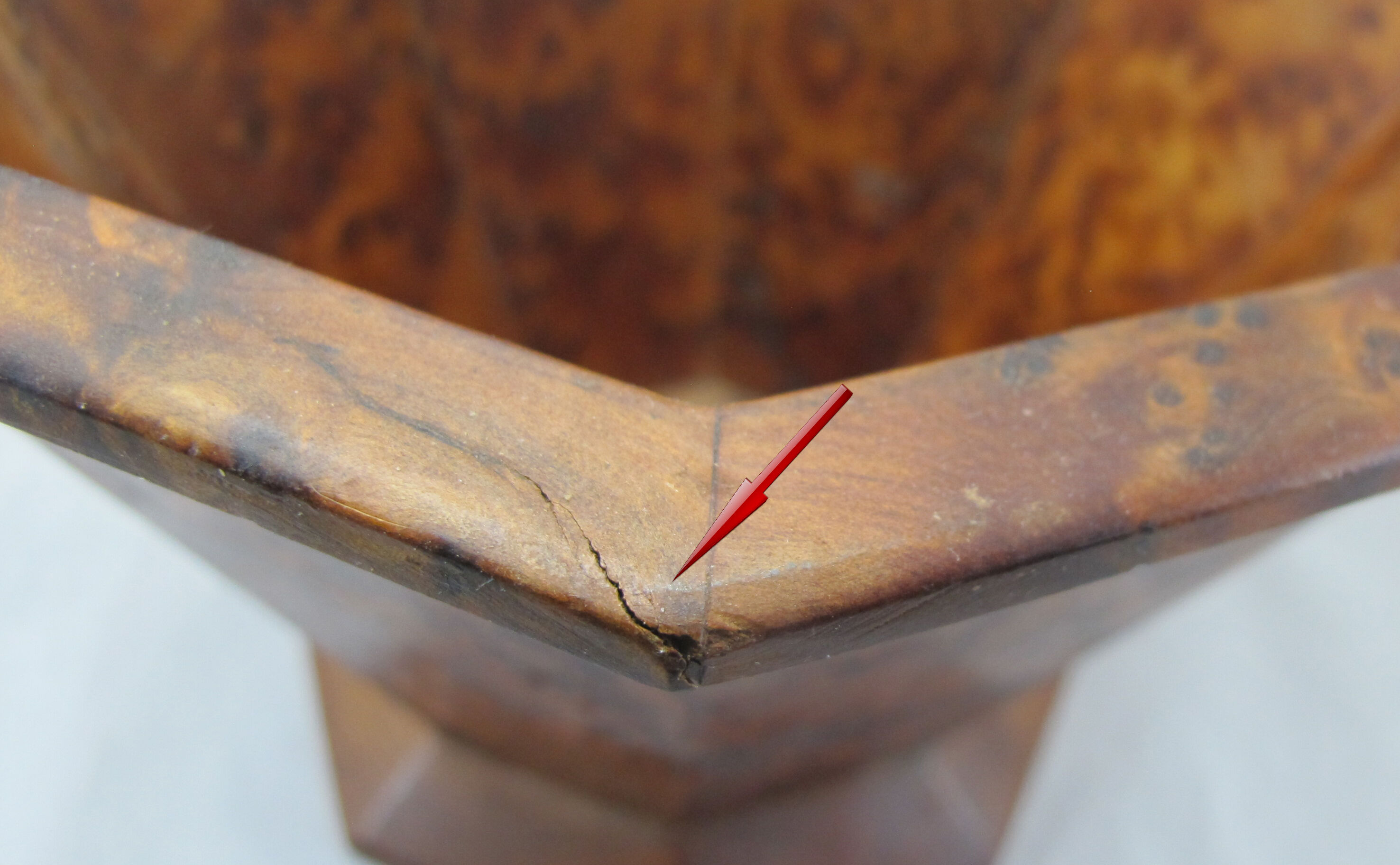 Basket or empty wooden pocket and cedar magnifying glass veneer