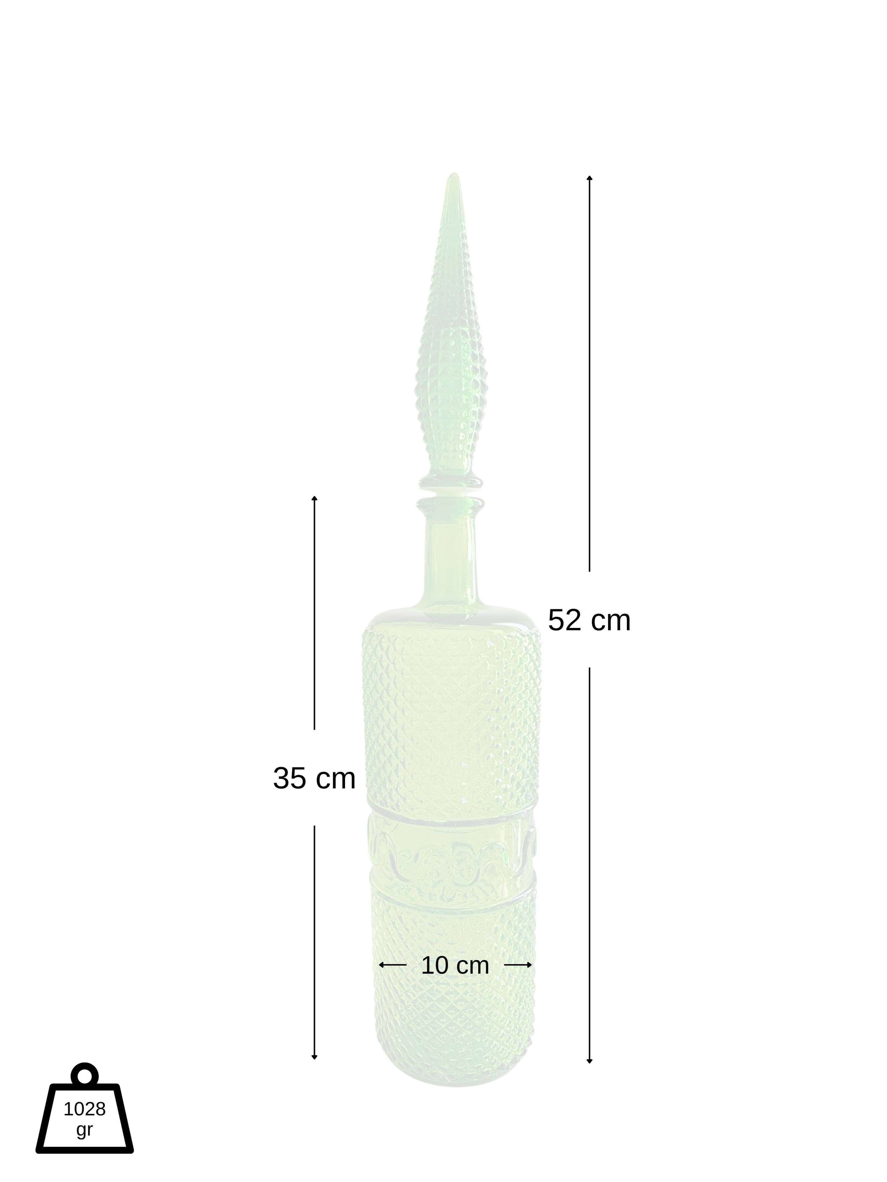 Italian carafe Empoli green with diamond point relief