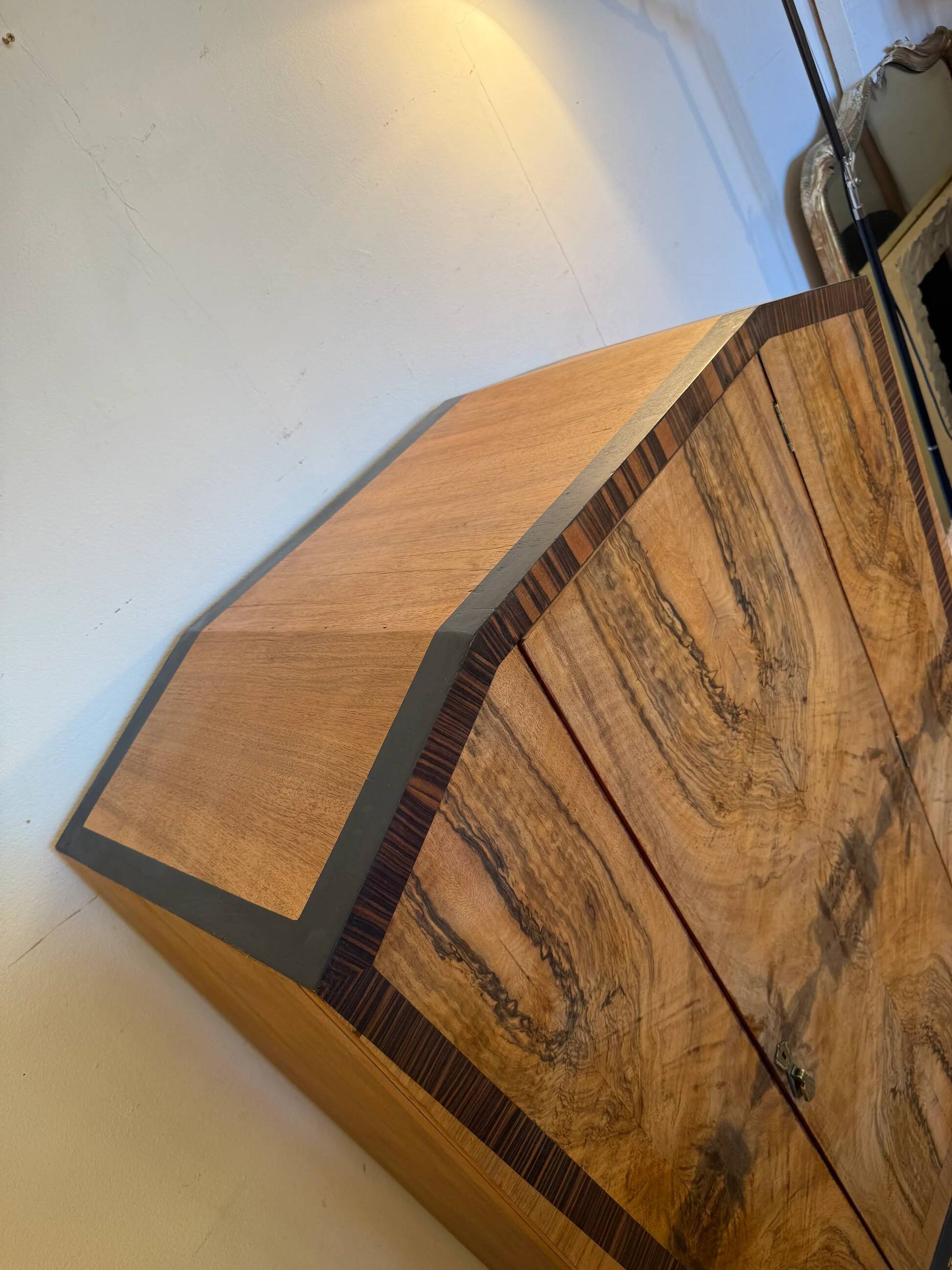 Vintage art deco storage furniture (dresser, wardrobe) in burr walnut