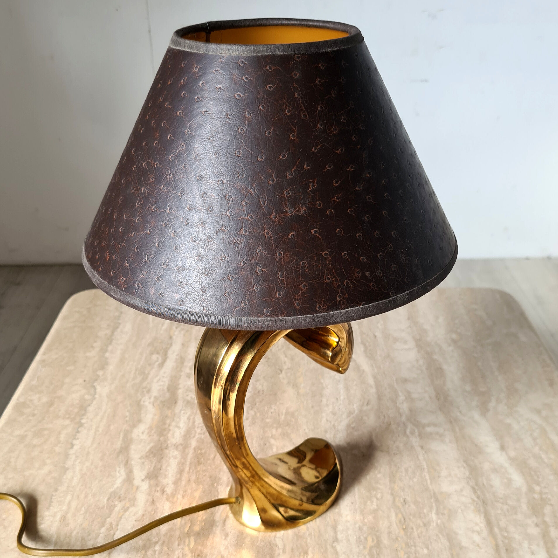 Hollywood regency brass table lamp, 1970s