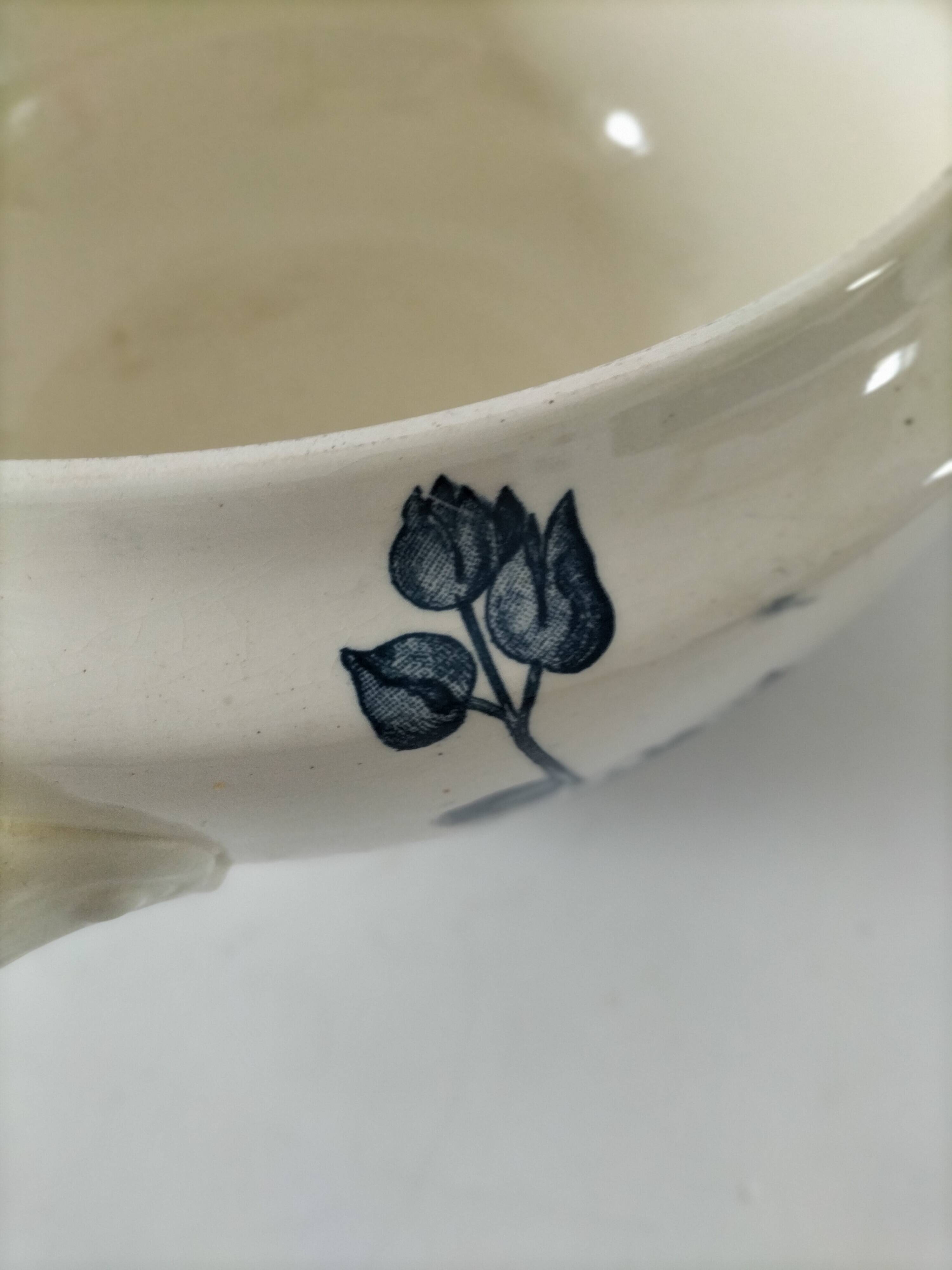 Lion Soup Tureen – Blue-grey Hollyhocks 1890-1920