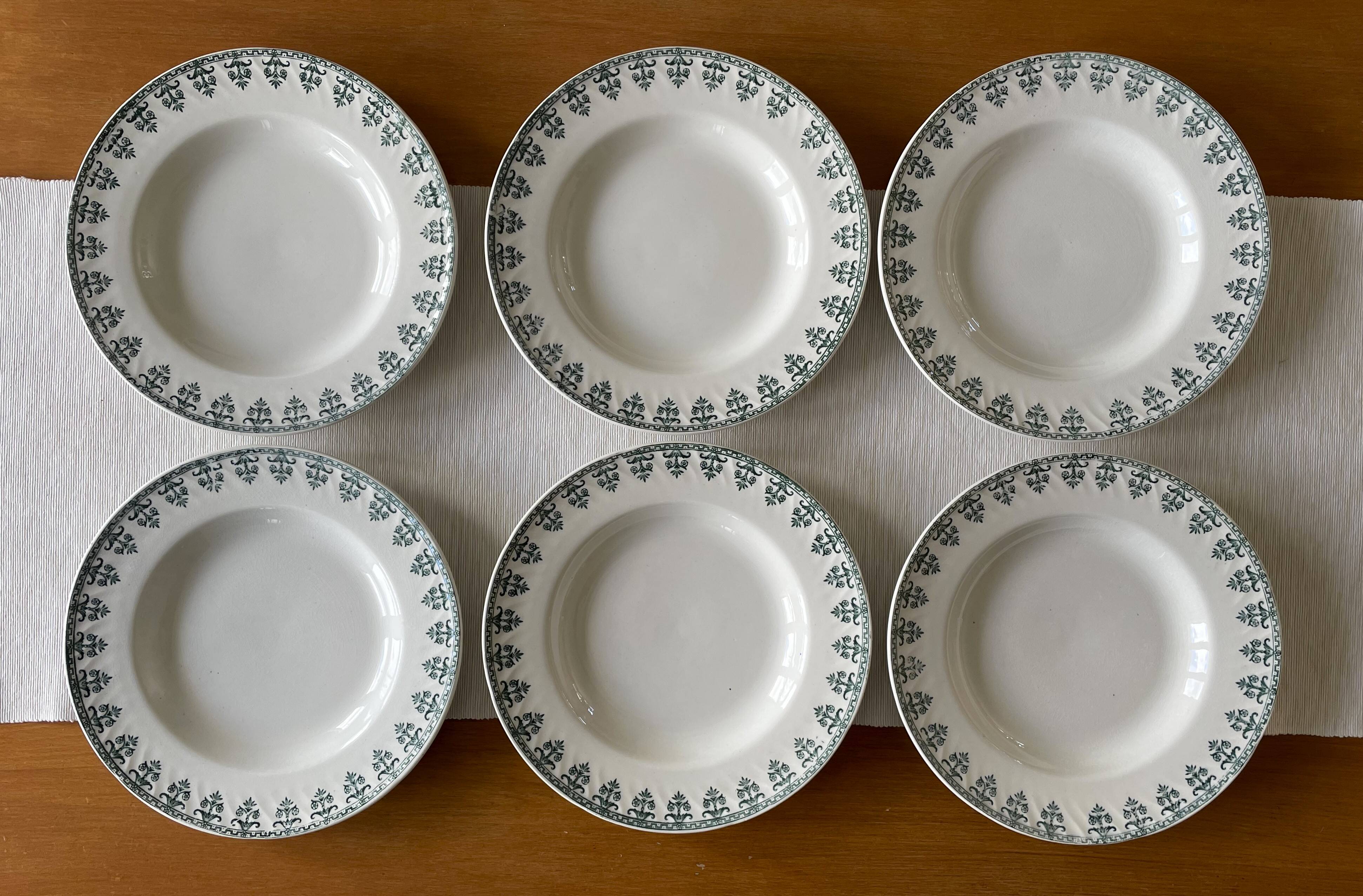 6 antique deep plates in Gien earthenware